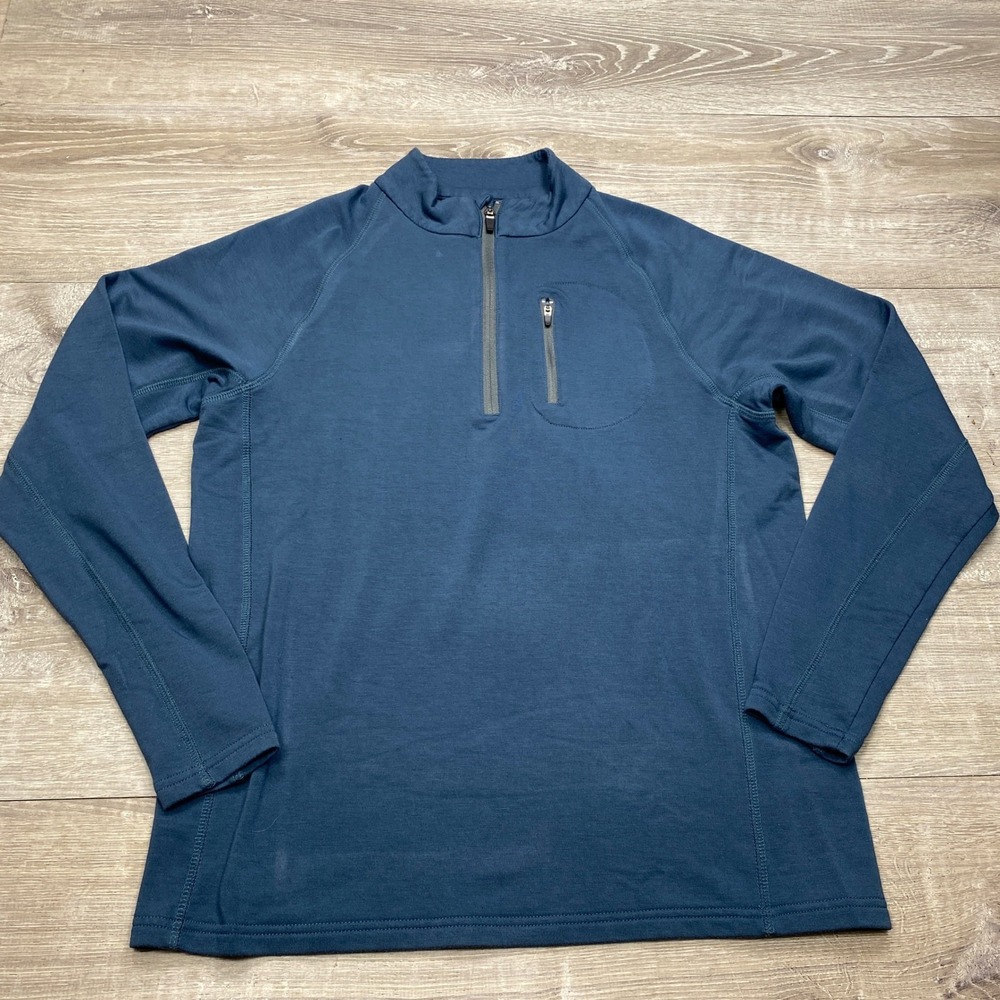 Free Fly Bamboo Fleece Pullover Mens S Blue Quarter Zip Performance Activewear